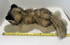 VTG 80s JAAG Timber Wolf Plush Realistic Stuffed Animal 20” Rare