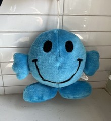 Vintage Blue Smiley Happy Face Emoji Plush Hanging Loop 1996 7.5″ DGE Corp