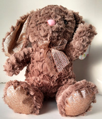 NEW MOCHA Brown colored EASTER Bunny Rabbit SOFT w/copper glittered ears/feet