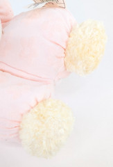 Vintage Amscan Pink Easter Lamb Plush holding Jesus Loves Me Cross 9.5″