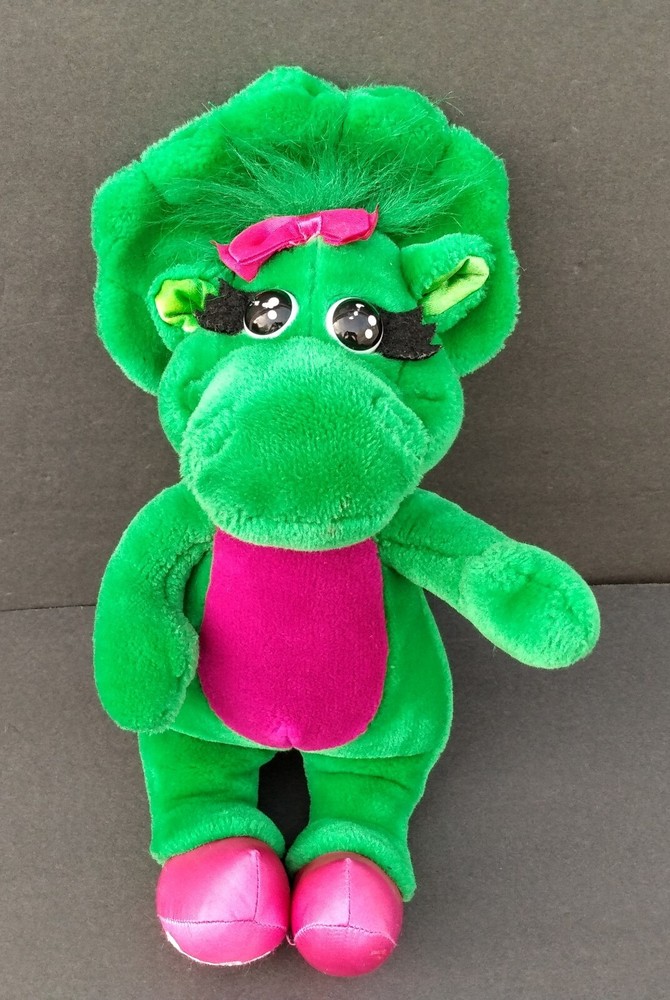 Vintage 1992 Baby Bop Green Purple Dinosaur Barney Show 15″ Plush Stuffed Animal