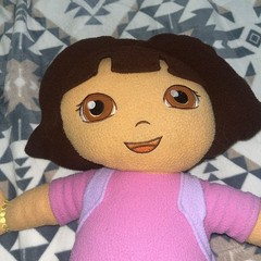 Vintage Dora the Explorer Large 24″ Plush Cuddle Pillow Doll w/ Backpack Map DVD