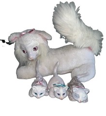 Kitty Surprise Vintage 1992 Hasbro White Mom Cat Plush Toy w/3 Baby Kittens