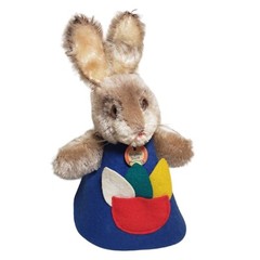 Vintage Steiff Egg Cozy Bunny Rabbit Blue Felt 3174/15 Mohair Nightcap 1960s Tag