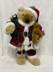 Vtg 24″ Cuddle Christmas Bear With All The Accessories, Bag/ Presents, Bear +