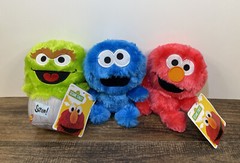 Sesame Street Elmo, Cookie Monster & Oscar The Grouch 7″ Plush lot Big Heads