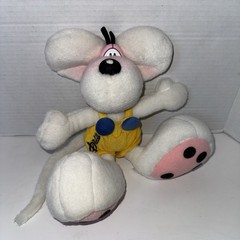 Vintage Depeshe Thomas Goletz Diddl Comic Strip Plush White&Pink Mouse in yellow