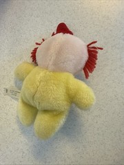 Vintage Eden Pastel Yellow Clown Plush Stuffed Animal Bell Rattle Sleeping Hat