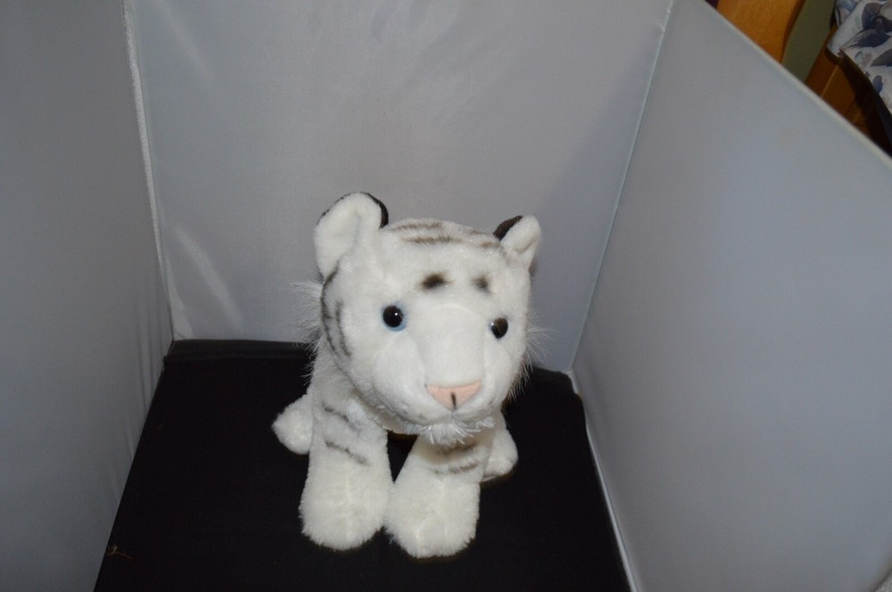 Wild Republic White Tiger Plush Cub Toy Animal Black Stripes 12” L6 Plush