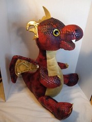 Hug Me Large Stuffed Gold and Red Dragon 18″ Roaring and Eyes light up Works!