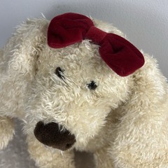 2000 Commonwealth Puppy Dog Plush Stuffed Animal Toys R Us Beige Tan Red Bow