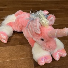 Y2K ToysRUs Animal Alley Darla Hot Pink Rainbow Iridescent UNICORN Plush Toy
