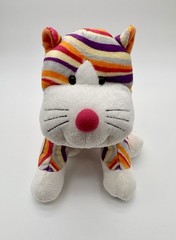 Cat Striped Orange Purple Cheeky Ganz Webkinz Plush Stuffed Toy No Code RARE