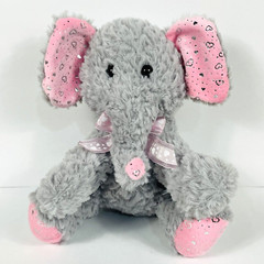 Homerbest Plush Elephant Gray Pink Silver Hearts Small Plush Stuffed Animal Toy