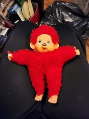 Rare Red Vintage Monchichi Monchhichi Sucking Thumb 8” Monkey Freckles Plush Toy