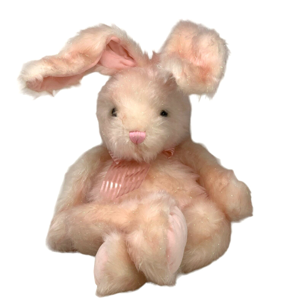 CHRISHA Playful Plush Pink Bunny Sparkle 1988 Vintage w/Bow 36″ Stuffed Rabbit