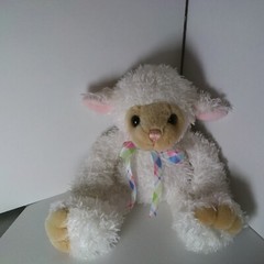 GUND Heads & Tales Lamb Sheep Plush Stuffed Animal Toy W/Bow Tan White Feet