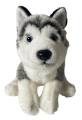 Toys-R-Us Husky Wolf Plush Dog 10” Gray White Blue Eyes 2015 Geoffrey