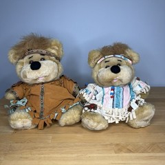 Vintage Bear Teddy Plush Indian Native American Teddy Set with Clothes See