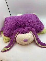 RARE Pillow Pets Bunny Rabbit Purple Green 18″ Plush Long Ears 2009 Pattern