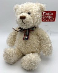 NWT GUND “Muffles” the Cream Curly Teddy Bear w/ Plaid Bow 13” Plush Toy