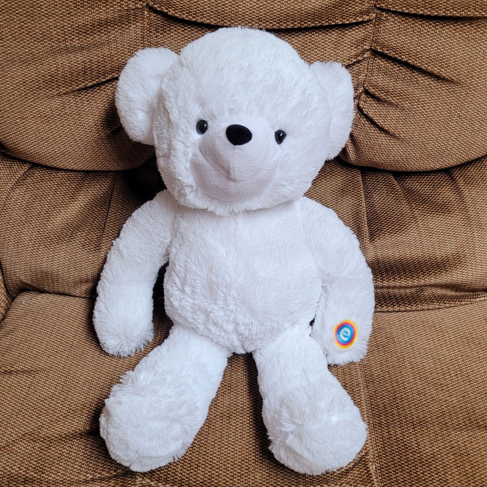 WORKS! VTG Cepia Glo E Bear Color Kinetics White Curly “fur” plush Teddy 16″ EUC