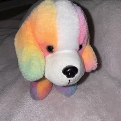 Fun Stuff Neon Rainbow Tie Dye Colored Puppy Dog Plush 11 Inch