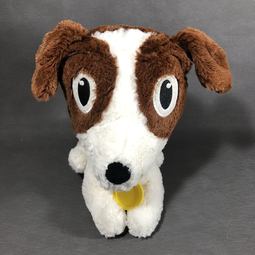 Cute 10″ Plush Dog White Brown with Yellow Tag Stuffed Animal Toy Smilemakers