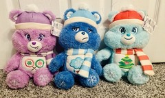 Care Bears Winter 11” Plush Doll Set of 3 Christmas Wishes Share & Grumpy Bear