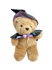 Vtg Commonwealth Halloween Plush Teddy Bear Witch Costume 1990 Purple Black 10″