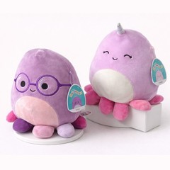 Squishmallows Beula Octopus Davina Octocorn 8″ Set of 2 Purple Pink Plush NWT