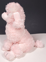 French Poodle Dog Pink Plush White Bows 10″ Stuffed Animal Toy