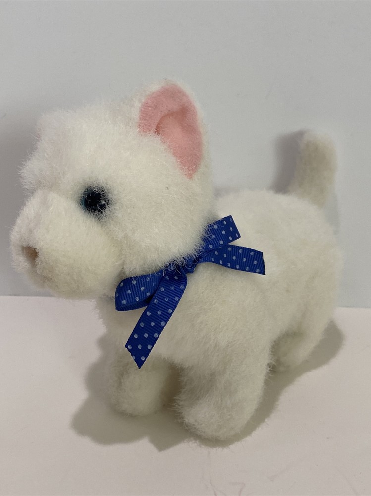 GUND Catnip White Kitten Cat Plush 8” Blue Polka Dot Bow #1126 Stuffed Animal