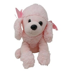 Walmart Pink Plush Poodle Dog Toy 6.5″ Tall w/ Ribbon Bows #D-18