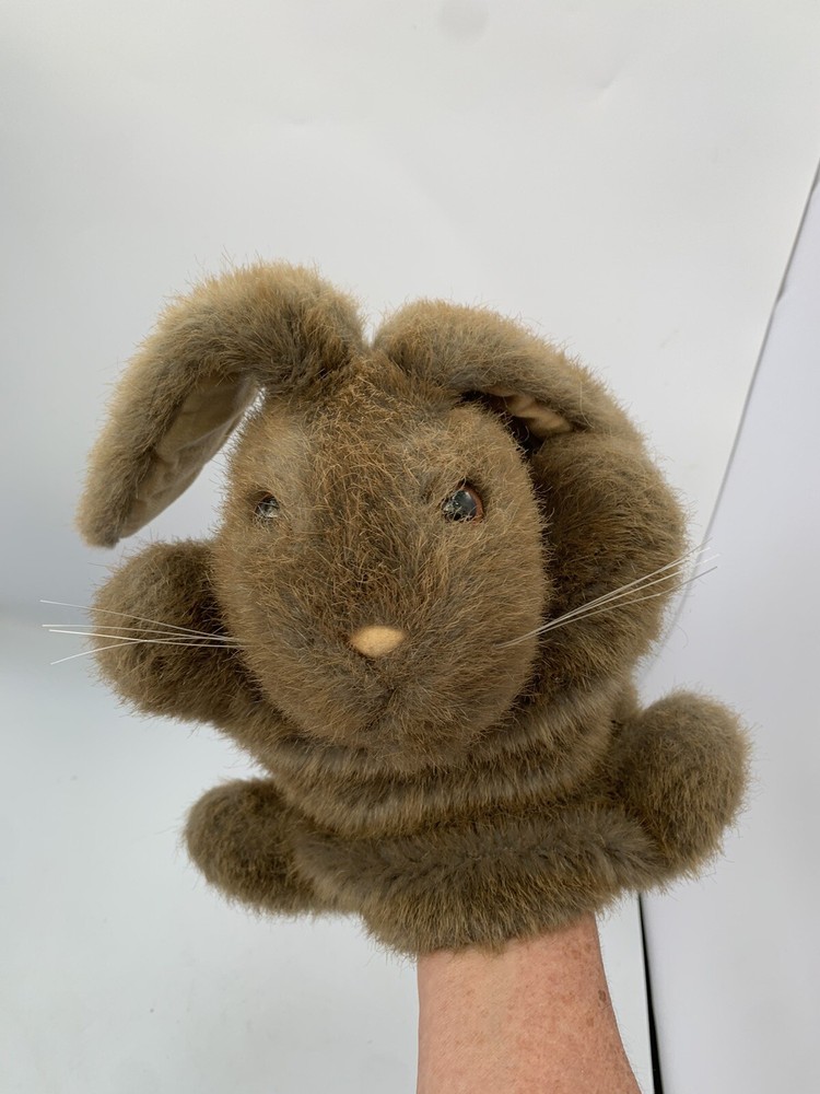 Dakin 1985 Hand Puppet Show Bunny Rabbit Plush Stuffed 13” Brown Vintage