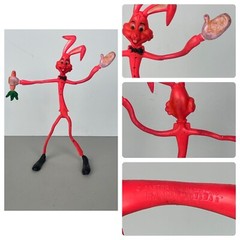 Vintage Easter Unlimited 11″ Pink Rubber Bendy Rabbit Bunny Toy Figure-Hong Kong