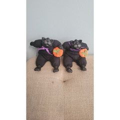Vintage 1990s Russ Berrie Li’l Treaters “Trick” Black Cat Plush Set of 2 –…