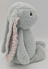 Kellytoy Bunny Rabbit Gray Plush Stuffed Animal Crinkle Pink Floral Ears 16″