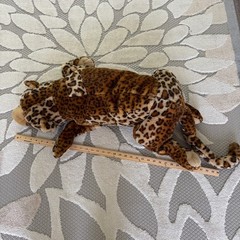 E&J Classic Leopard Large Plush Realistic 33 Inch Laying Floppy Jumbo Pillow Toy