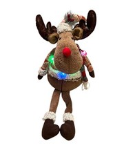 Sitting Reindeer Plush Christmas Holiday Light Up Decor Handmade Handcrafted