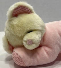 Cream Colored Sleeping Bear In Pink Pajamas Waffle Weave Paws Inner Ears No Tags