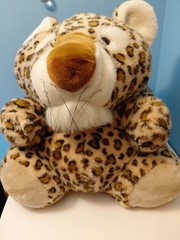 Vtg Caltoy Leopard Print Fat Cat Plush 20″ x 18″ Wide Medium Stuffed Animal