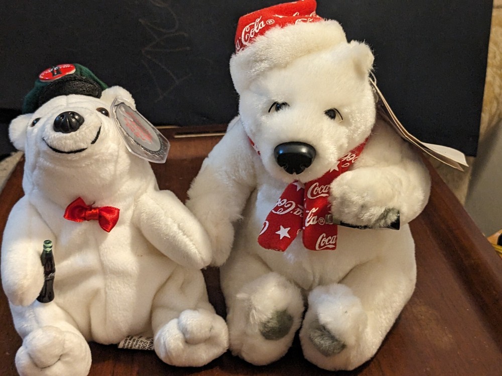 Coca-Cola Coke 1998 & 1999 Polar Bear 8″ Plush Stuffed Animals with Tags