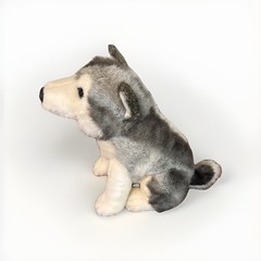 Circo 12″ Gray/White Realistic Husky Dog Plush Stuffed Animal Toy Blue/Brown Eye