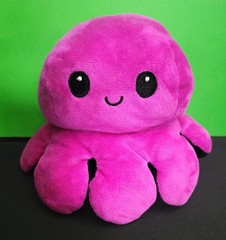 TeeTurtle Reversible Octopus Happy Angry Purple/Black 7″ Soft Plush Toy