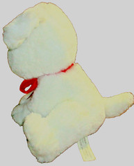 American Greetings White Puppy Dog Plush Stuffed Animal Red Ribbon & Hearts 551