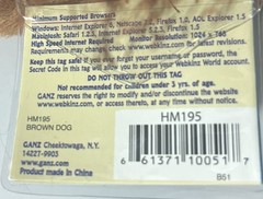Webkinz Brown Dog HM195 Plush Toy New with Sealed Tag & Unused Code
