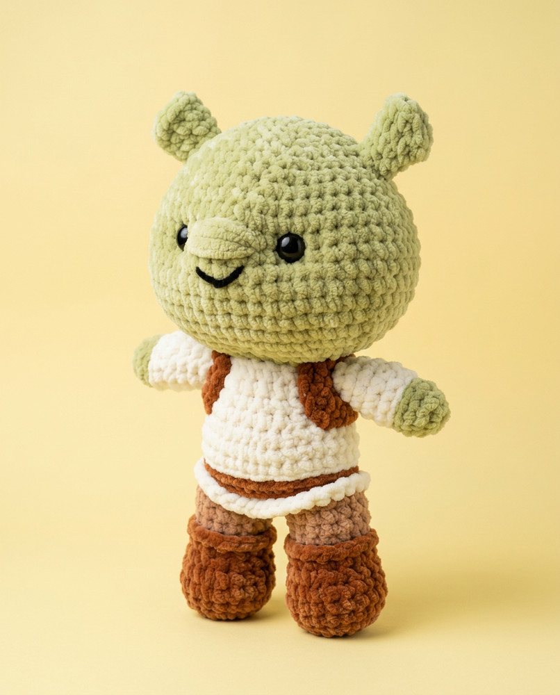 Handmade Crochet Shrek Amigurumi Soft Plush Ogre Toy