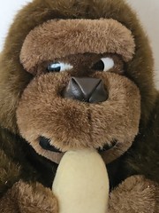 Vintage 1989 Embrace Plush Gorilla with Banana Side Eyes Monkey Ape 8″ Stuffed