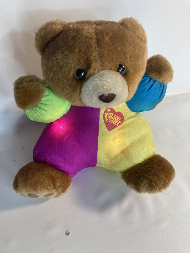 TEDDY TWINKLE TUNES BEAR LIGHTS UP SOUND WORKING 1996 Remco Vintage Baby